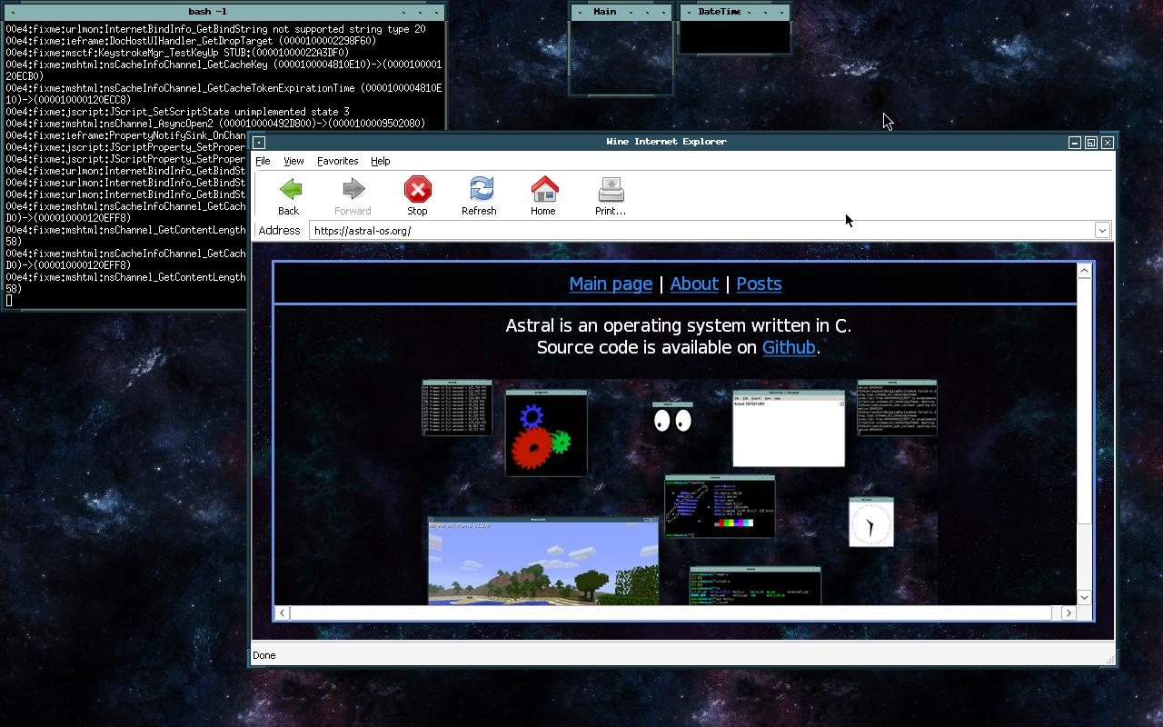 Astral running iexplore.exe under Wine