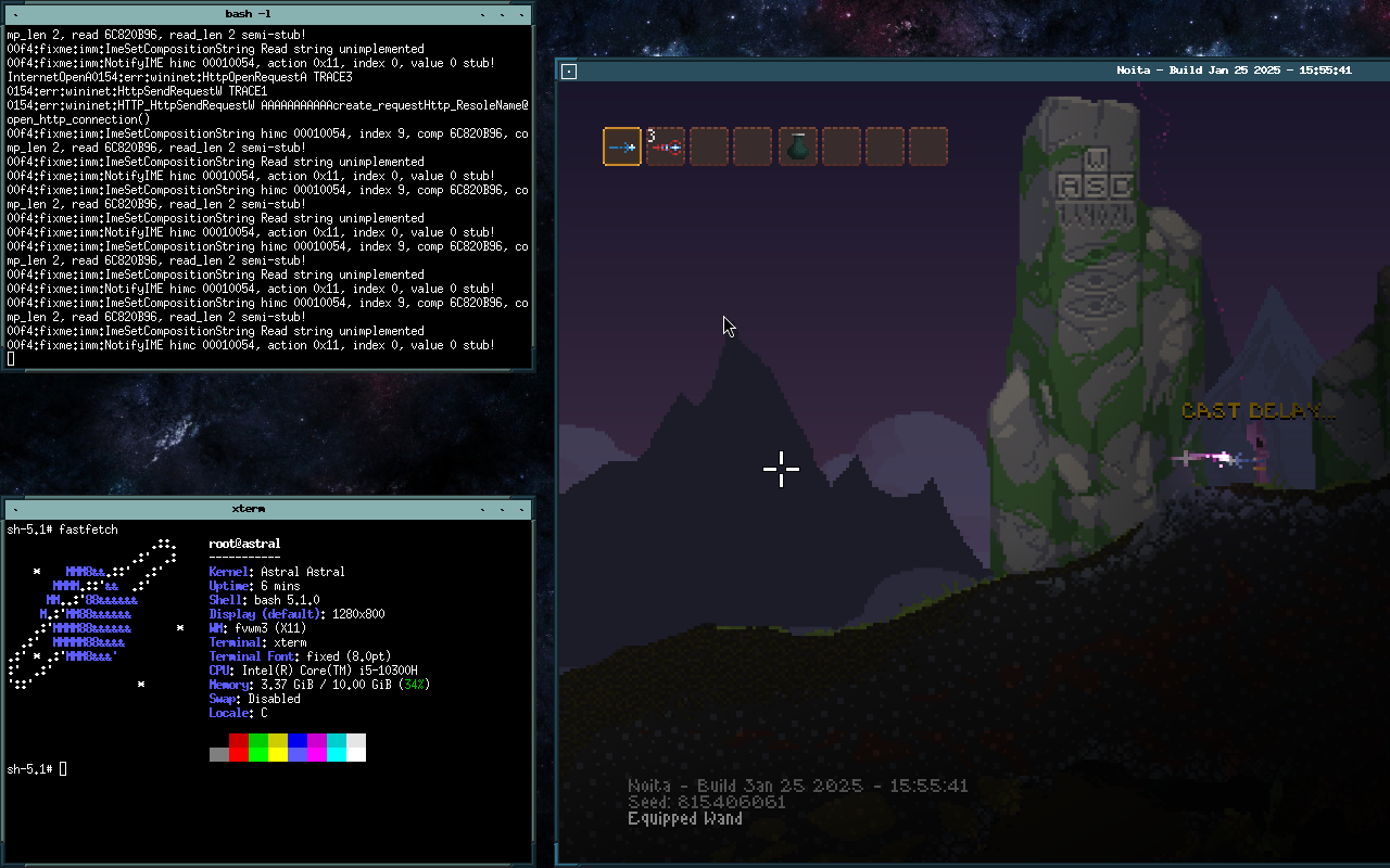 Astral running Noita under Wine